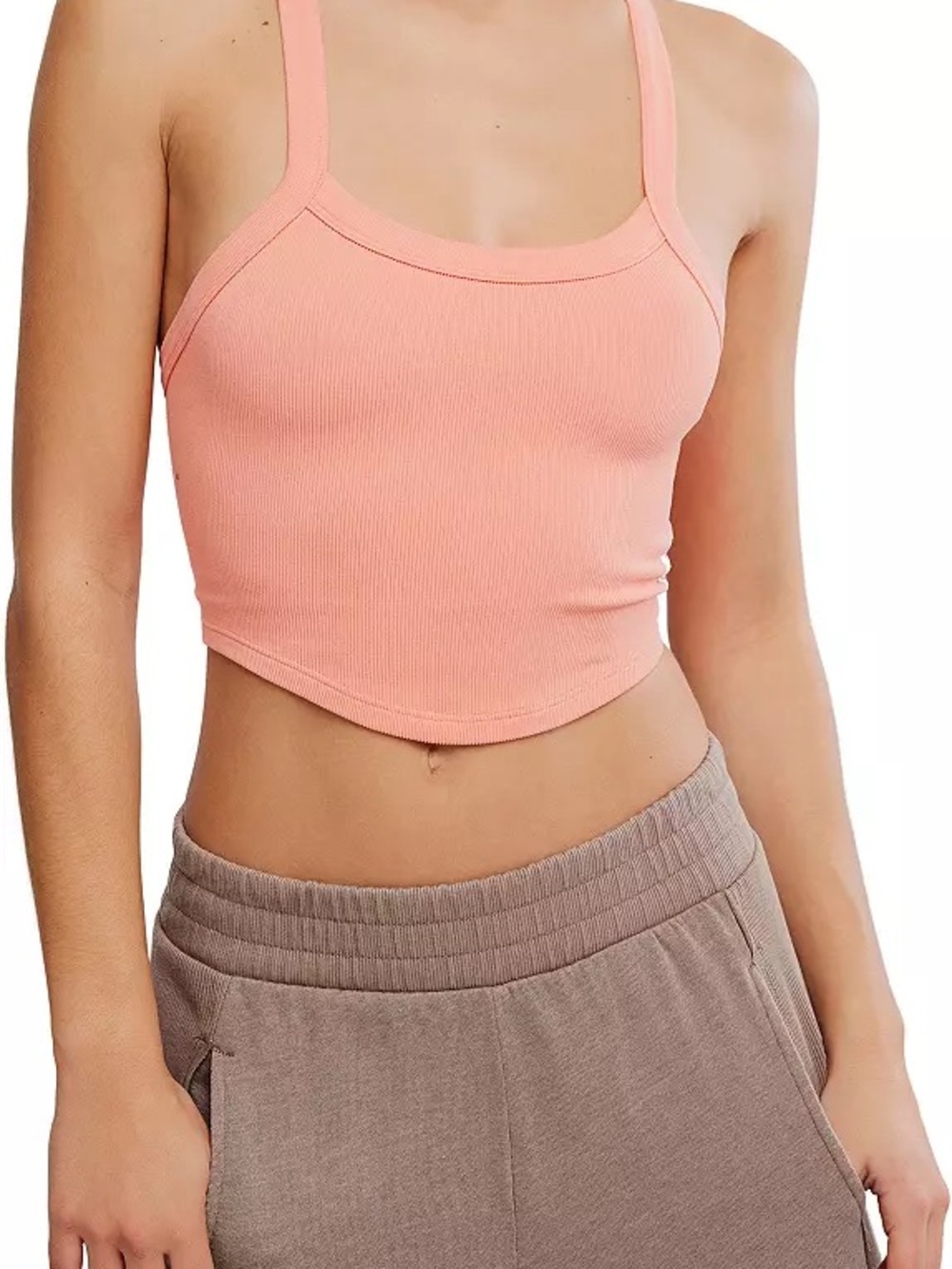 FP Movement by Free People Ribbed Cross-Back Crop Tank - Rust
